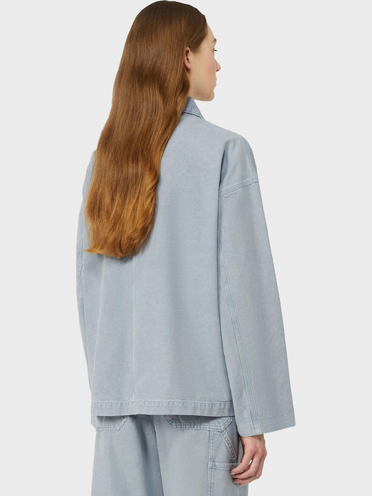 Long Women's Jacket for Winter Light Blue