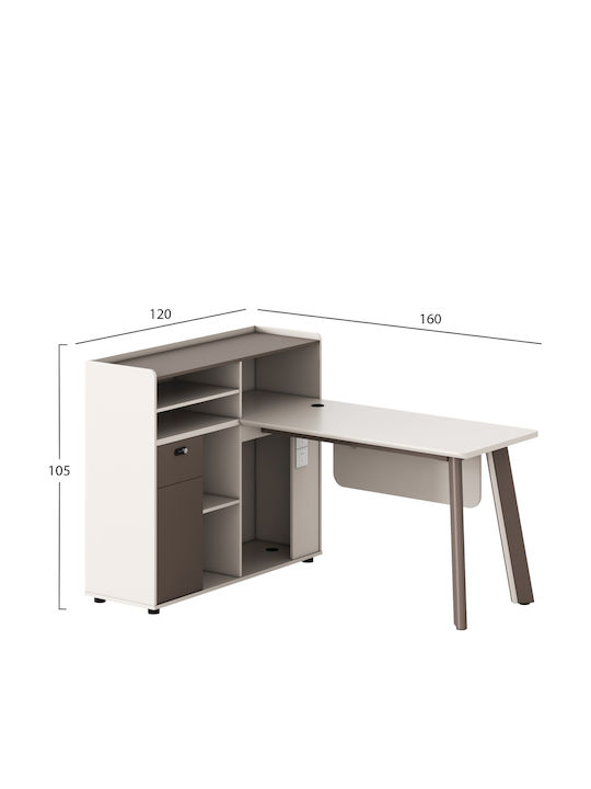 Birou Newline Din Lemn Ecru 160x120x105cm