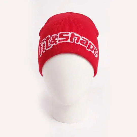 Beanie Unisex Σκούφος Πλεκτός σε Κόκκινο χρώμα