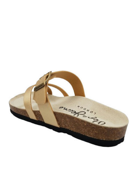 Women's Flat Sandals in Gold Color