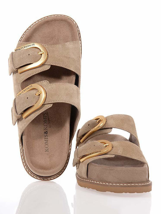 Δερμάτινα Γυναικεία Ανατομικά Σανδάλια Flatforms Ταμπά