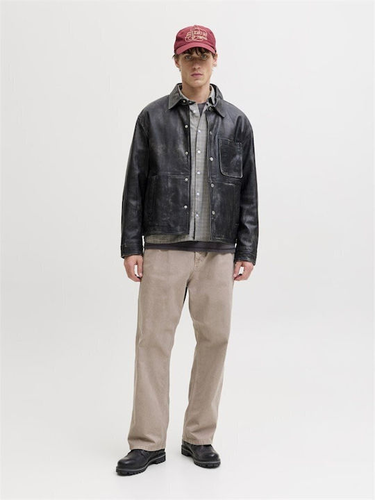 Men's Jeans Pants with Relaxed Baggy Fit Beige