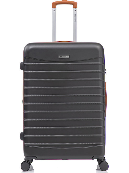 Quasar Valiză de Călătorie Mare Dură Gray/brown cu 4 roți Înălțime 77cm