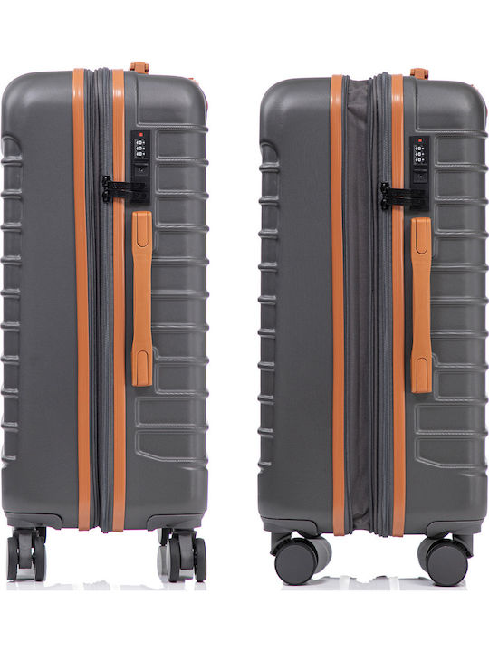 Quasar Valiză de Călătorie Medie Dură Gray/brown cu 4 roți Înălțime 66cm