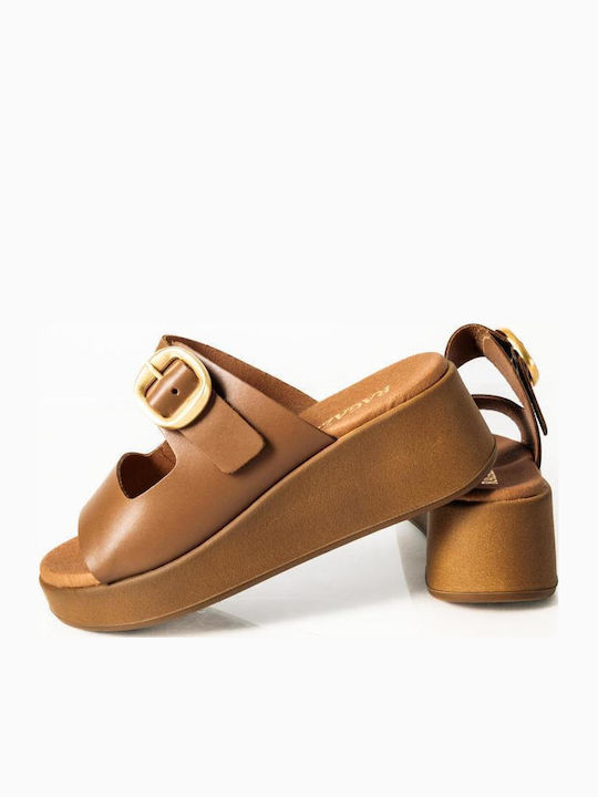 Ragazza Tabac Brown Leather Platforms Adjustable Strap
