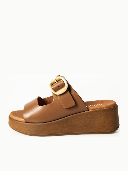Ragazza Tabac Brown Leather Platforms Adjustable Strap