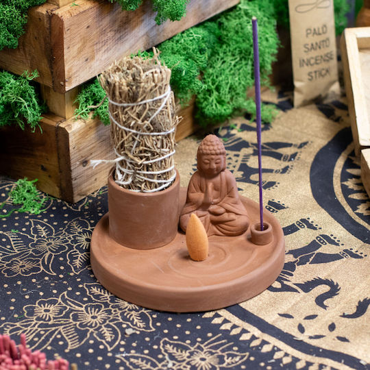 Farfurie Pentru Tămâie Buddha 3 1 Conuri Parfumate Bețișoare Salvie Palo Santo