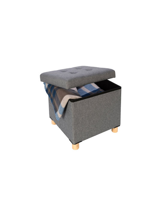 Stool For Living Room Collapsible With Storage Space Upholstered with Fabric Grey Fabric 38x38x34cm