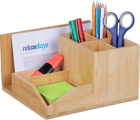 Desk Organizer Bamboo Relaxdays Natural Approx 11 X 21 X 19 Cm