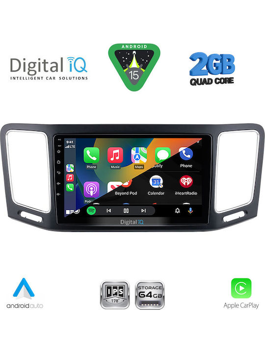Digital IQ Car Audio System for Volkswagen Sharan 2011-2023 (Bluetooth/USB/AUX/WiFi/GPS/Apple-Carplay/Android-Auto) with Touch Screen 9"