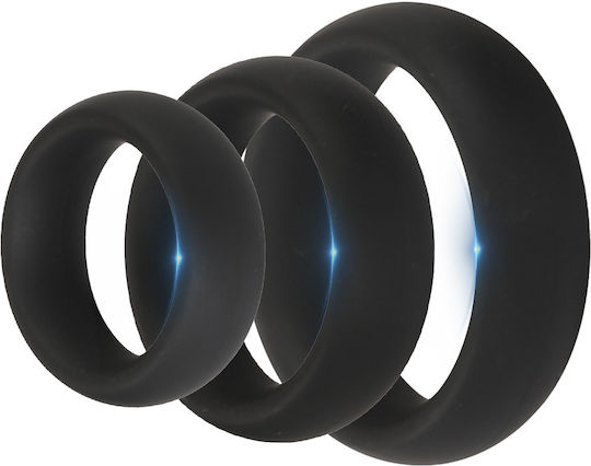 Thick 3 C-ring Set Stretchy Silicone Black
