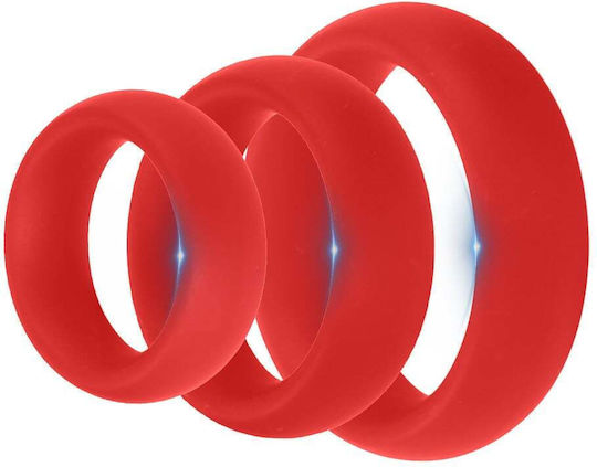 Thick 3 C-ring Set Stretchy Silicone Red