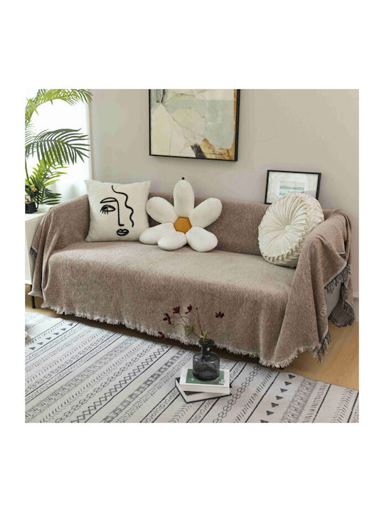 SpitiBazaar Σετ Ριχτάρια 3τμχ Chenille Μόκα