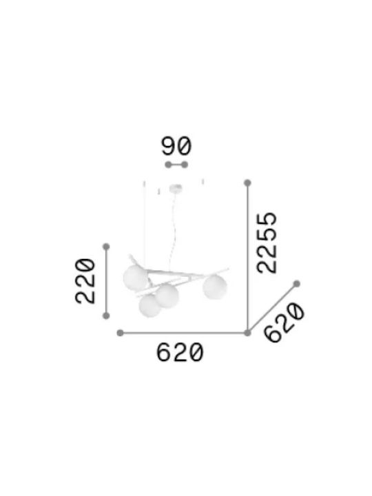 Ideal Lux Sp4 Κρεμαστό Φωτιστικό Λευκό 62x62εκ.