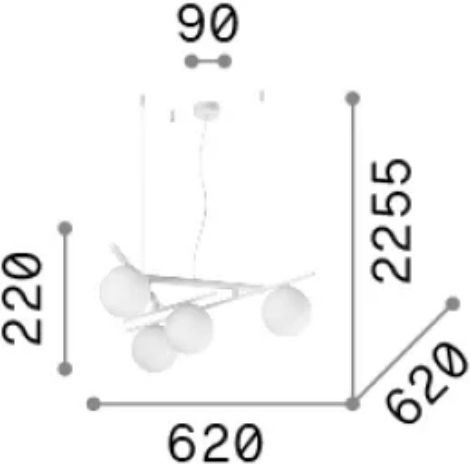 Ideal Lux Sp4 Hängelampe Weiß 62x62cm.