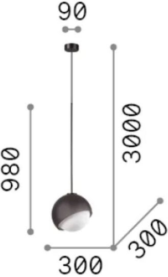 Ideal Lux Κρεμαστό Φωτιστικό Χρυσό με Ντουί E27 30x30εκ.