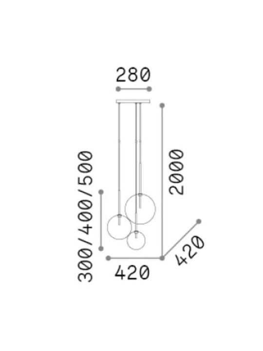 Ideal Lux Висящо Осветително Тяло Сребрист 42x42см.