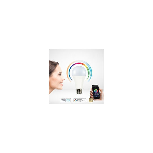 Smart Smart Λάμπα LED 11W για Ντουί E27 και Σχήμα A65 RGB 1050lm