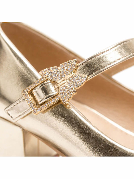 Kids Ballerinas with Adjustable Metal Clasp Gold