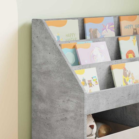 Bibliotecă Din Lemn Gri Pentru Pardoseală 72,5x29,5x69cm