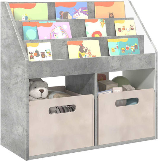 Bibliotecă Din Lemn Gri Pentru Pardoseală 72,5x29,5x69cm
