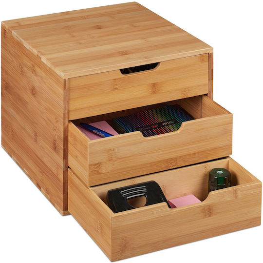 Relaxdays Hârtie Sertar de birou 3 Locuri 13cmx28.5cmx5cm Bej
