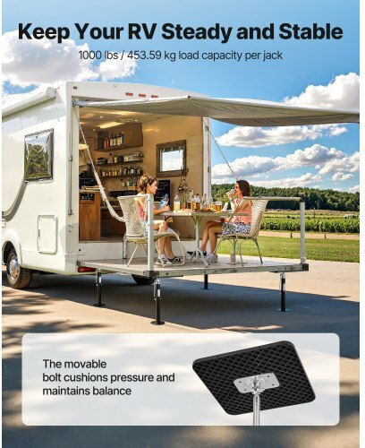 Sliding Support Jack Vevor RV 2 Pieces Sliding Leveling Jack Caravan Support Jacks Steel Electrostatic Paint Caravan Travel Trailer Supports Up To 453.59 Kg Adjustable 541.02 To 48 1219.2 mm