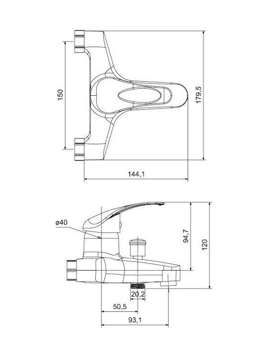Piccadilly Mixing Bathtub Shower Faucet Complete Set
