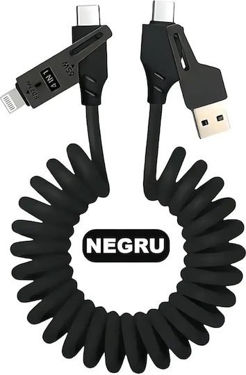 4-in-1 Data Cable Fast Charging Usb Lightning Type-c Flexible Compact 1.5m Black Abyz