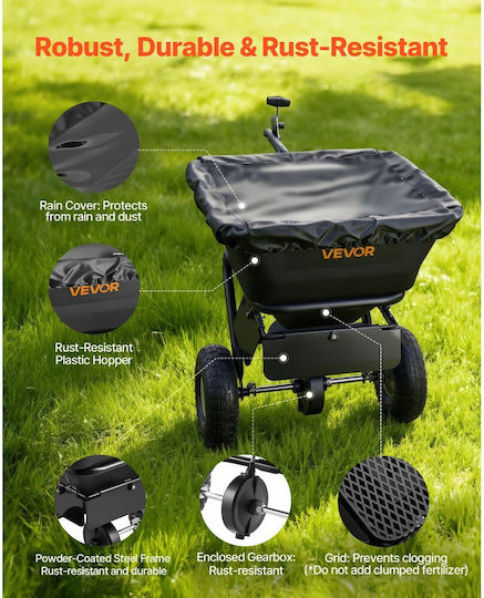 Vevor Towable Lawn Rear Lawn Spread Width 3m Garden Lawn Universal Hottie Capacity 38.6kg & All Terrain Tires 10 Inches Fertilizer Spreader Seed Spreader Atv Utv