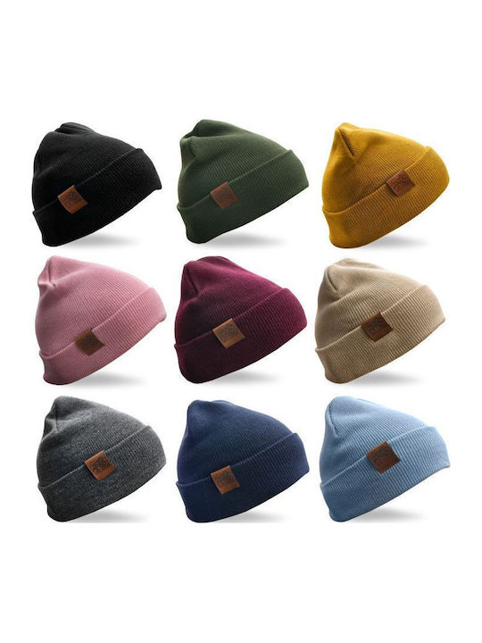 Beanie Unisex Σκούφος Πλεκτός σε Μπεζ χρώμα