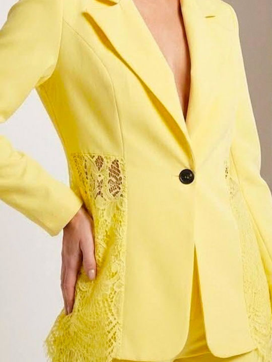 Μακρύ Γυναικείο Σακάκι Yellow
