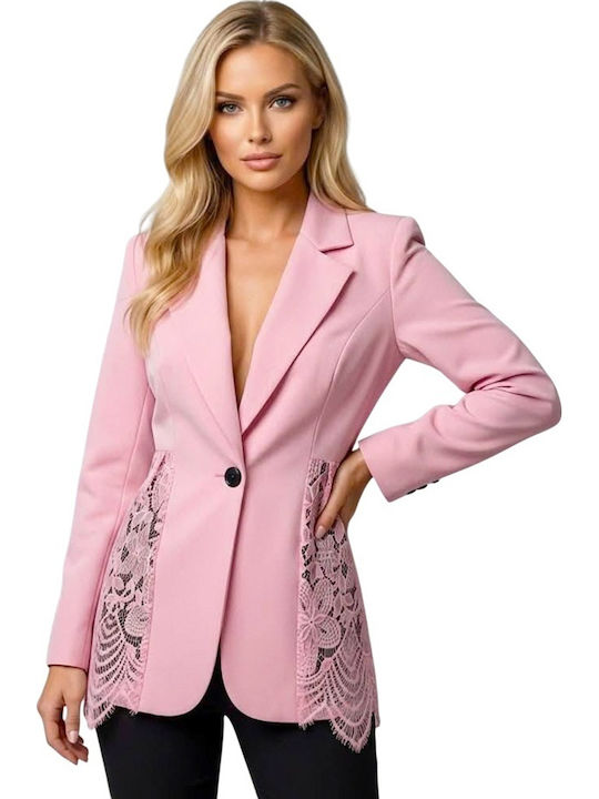 Lung Blazer pentru femei Sacou Pink