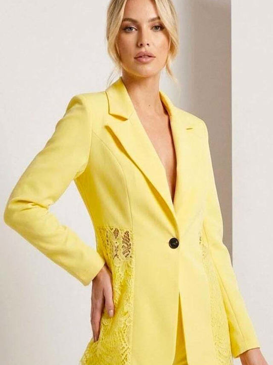 Μακρύ Γυναικείο Σακάκι Yellow