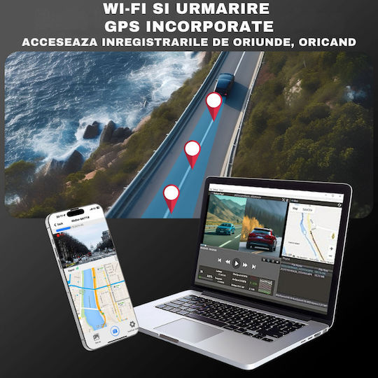 Taggo Taggo Autodigitale Videorekorder für Autos 4K mit Bildschirm 3.16" WLAN GPS und Rückfahrkamera
