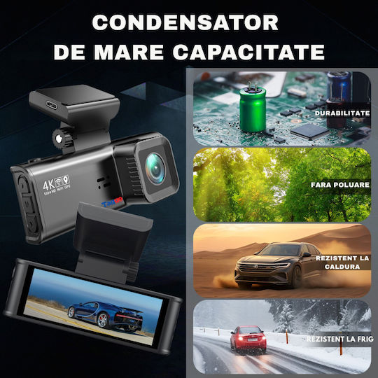 Taggo Taggo Autodigitale Videorekorder für Autos 4K mit Bildschirm 3.16" WLAN GPS und Rückfahrkamera