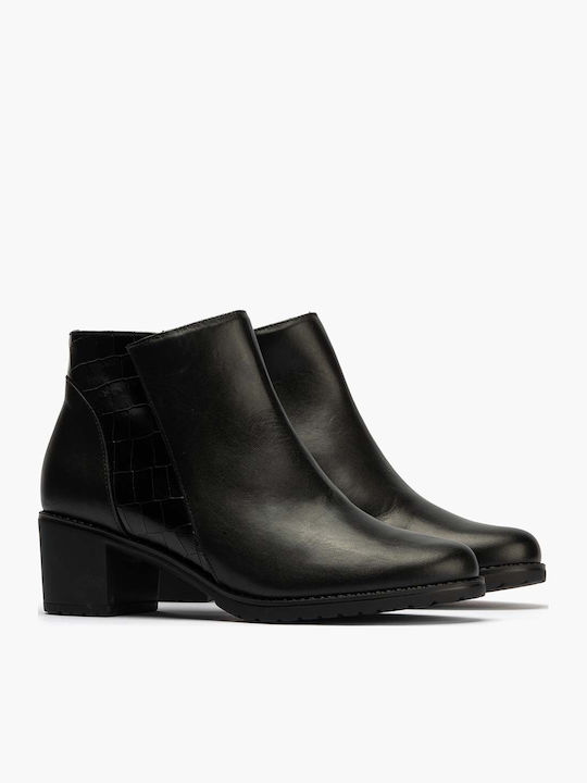 Leder Stiefeletten Damen Schwarz