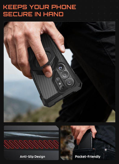 Supcase Unicorn Beetle Grip Mag Back Cover Aramid Fiber Silicone Plastic Black for Galaxy S26 Ultra