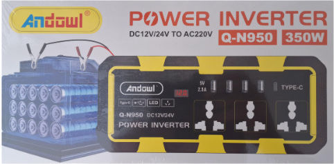 Andowl Qn950 Invertor Auto 350W pentru Convertirea 12V DC în 220V AC cu 4xUSB
