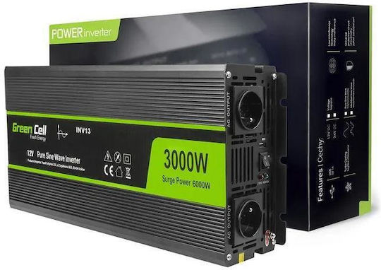 Green Cell Inverter Αυτοκινήτου για Μετατροπή 12V DC σε 230V AC με 1xUSB