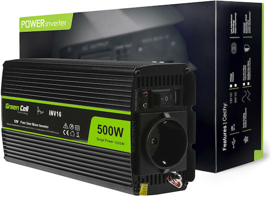 Green Cell Inverter Αυτοκινήτου 500W για 12V DC με 1xUSB