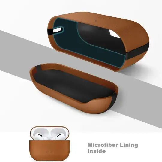 Tech-Protect Naturalfit Case Leather in Brown color for Apple AirPods Pro 3