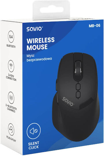 Savio MB-06 Безжичен Ергономичен Bluetooth Мишка Черен