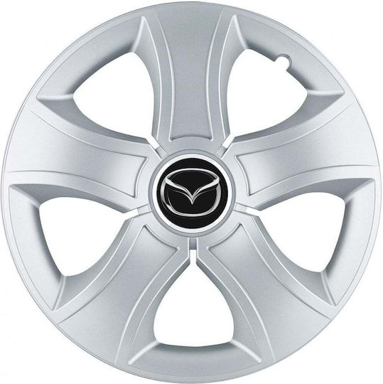 Auto Radkappen Set mit Marke Mazda 4Stück 16" Gray/Gray