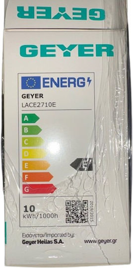 Geyer Λάμπα LED 10W 109mm για Ντουί E27 και Σχήμα A60 Φυσικό Λευκό 1055lm