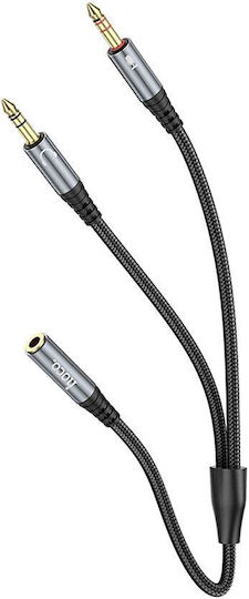 Hoco Hoco 3,5mm Klinkenkabel 3,5mm Stecker - 2x 3,5mm Buchse Grau 0,25m