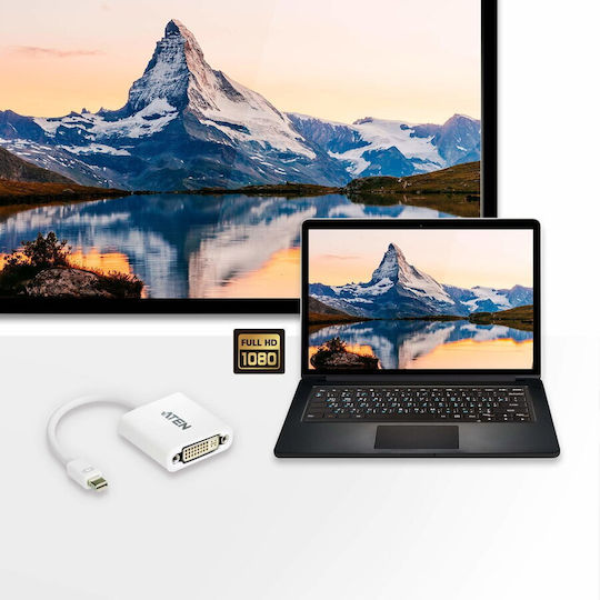 Aten VC960 Convertor mini DisplayPort masculin în DVI-I feminin Alb 1buc