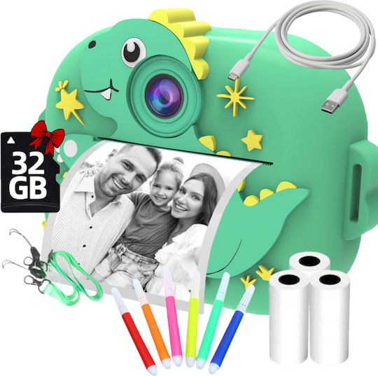 Smartic Cameră Pentru Copii Hd 1080p Rezoluție Baterie 1100mah Ecran 2.4 Inch Card Memorie 32 Gb Funcție Imprimare Instant 4 Jocuri 4 Role Imprimare Mp3 Mod Selfie 6 Markere