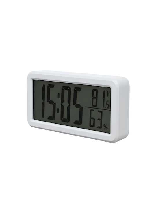 Avizar Modern Digital Alarm Clock Thermometer Hygrometer 3v Minimalist Design White