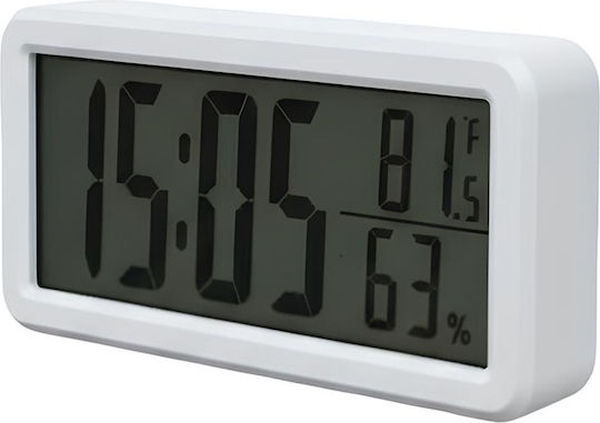 Avizar Modern Digital Alarm Clock Thermometer Hygrometer 3v Minimalist Design White